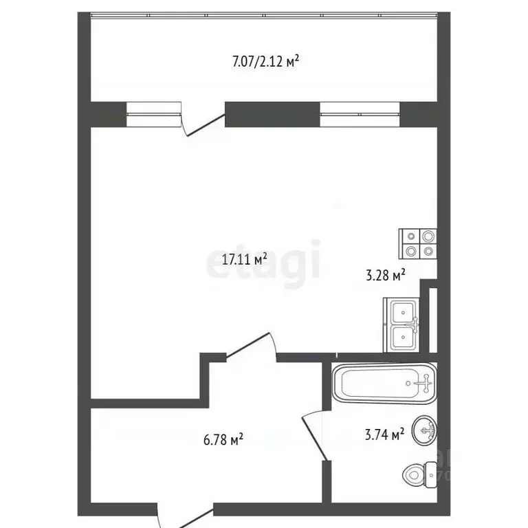 Студия Ямало-Ненецкий АО, Новый Уренгой Дружба мкр, 5/3 (30.91 м) - Фото 2