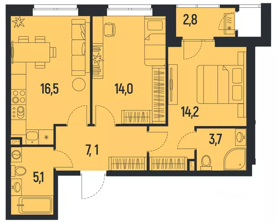 2-к кв. Пермский край, Пермь Ераничи мкр,  (62.0 м) - Фото 1
