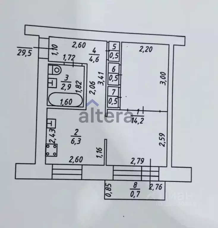 1-к кв. Татарстан, Казань ул. Нурсултана Назарбаева, 43 (32.5 м) - Фото 2