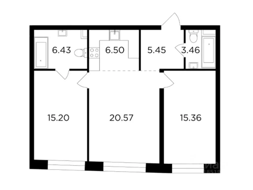 3-к кв. Москва Г мкр, Форивер жилой комплекс, 9 (72.97 м) - Фото 0