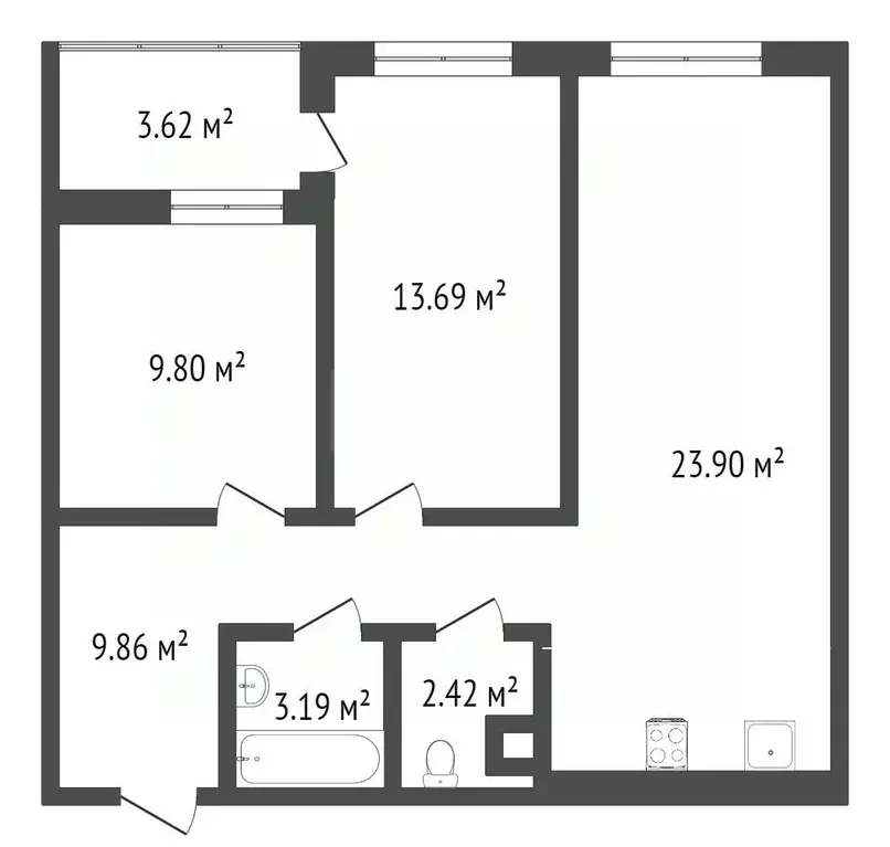 2-к кв. Тюменская область, Тюмень ул. Газовиков, 73 (64.0 м) - Фото 1