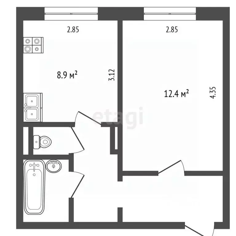 1-к кв. Челябинская область, Челябинск ул. Хохрякова, 14а (33.0 м) - Фото 2