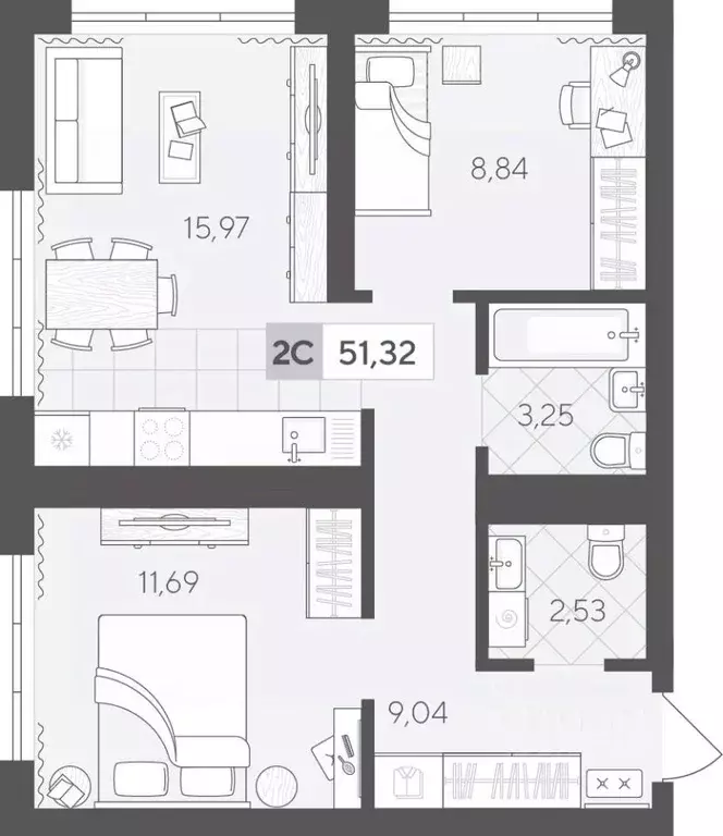 2-к кв. Тюменская область, Тюменский район, д. Падерина ул. Сергея ... - Фото 0