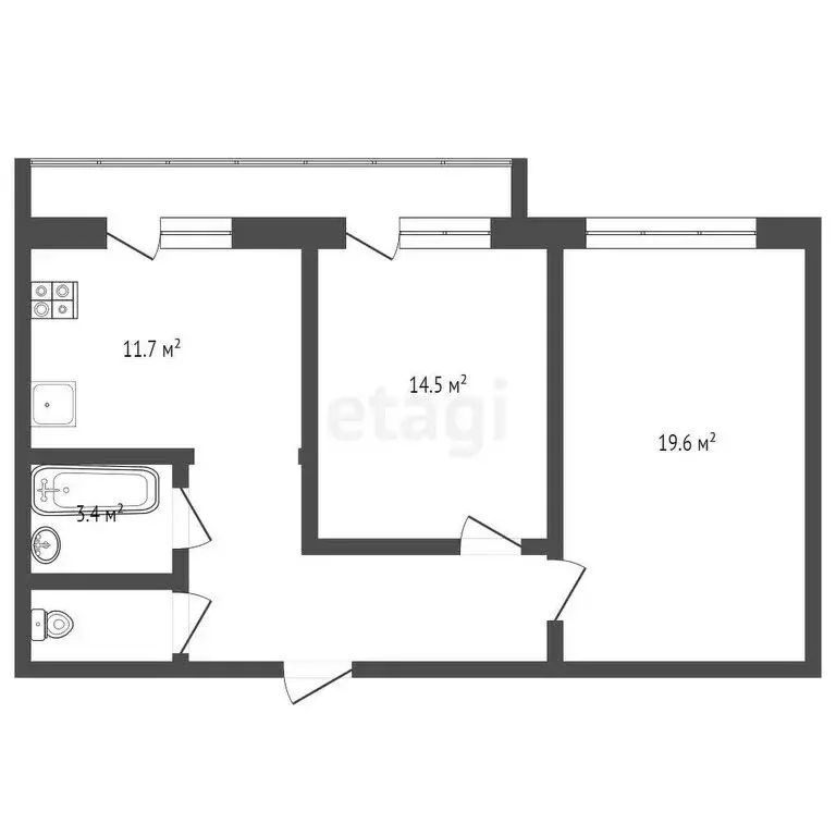 2-комнатная квартира: Котлас, улица Ушинского, 43 (60.1 м) - Фото 1