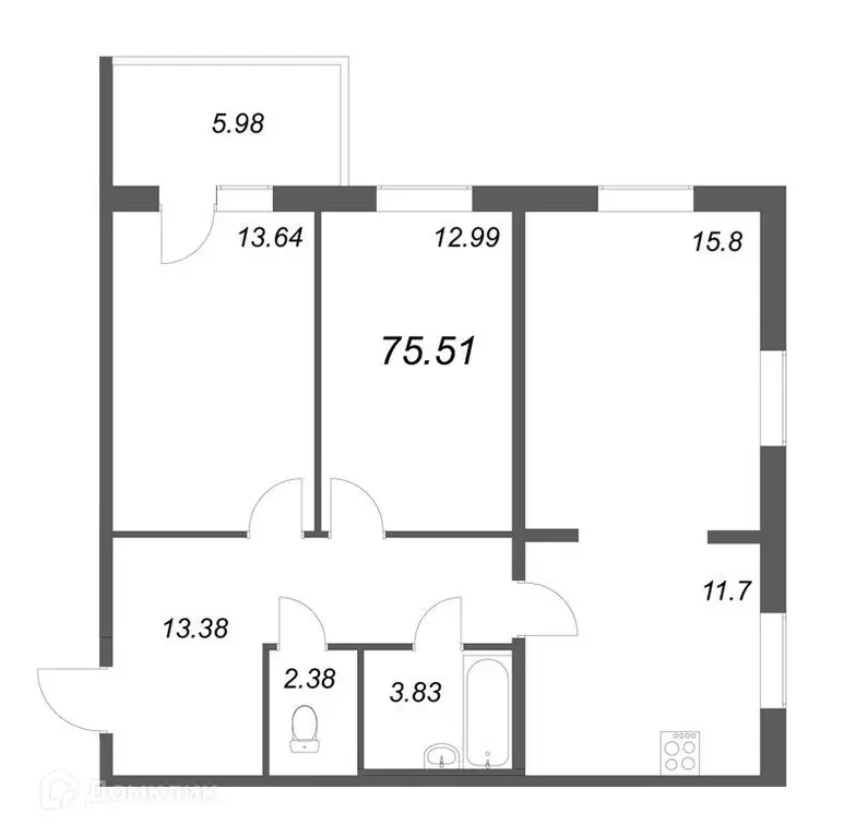 Продаётся 2-к квартира, 75.5 м - Фото 0