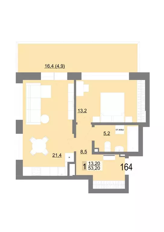 1-комнатная квартира: Екатеринбург, Посадская улица, 26 (53.2 м) - Фото 1