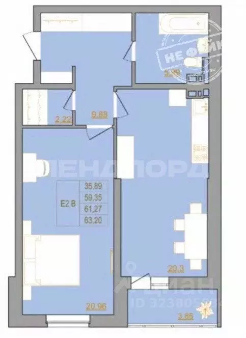 2-к кв. Ростовская область, Ростов-на-Дону Тибетская ул., 1Вс8 (63.6 ... - Фото 1