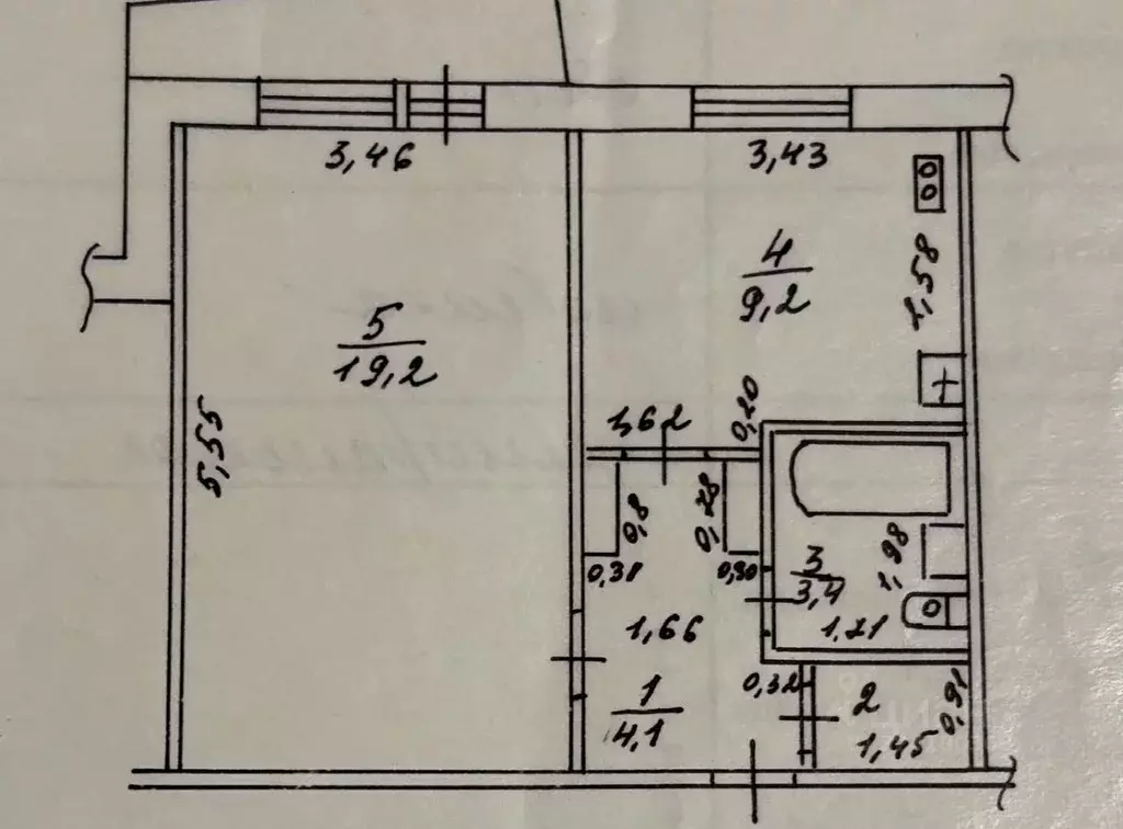 1-к кв. Татарстан, Казань ул. Батыршина, 37 (37.2 м) - Фото 2