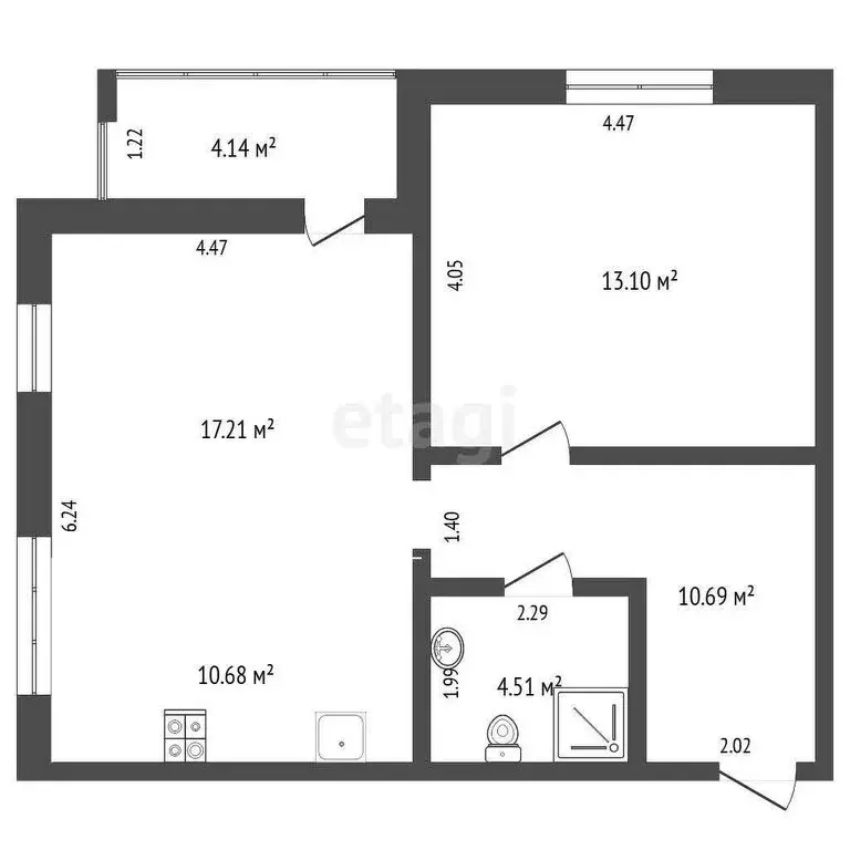 2-комнатная квартира: Тюмень, улица Игоря Комиссарова, 16 (60.8 м) - Фото 1