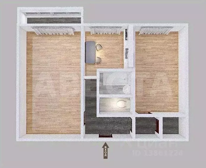 2-к кв. Омская область, Омск ул. 50 лет ВЛКСМ, 15 (43.9 м) - Фото 2