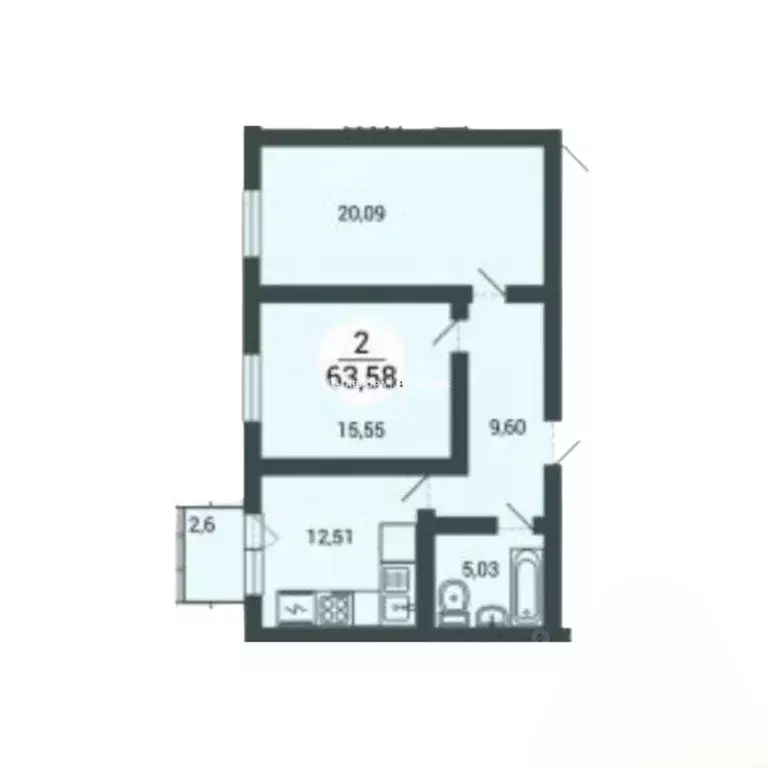 2-к кв. Челябинская область, Магнитогорск ул. Зеленый Лог, 71/1 (63.58 ... - Фото 1