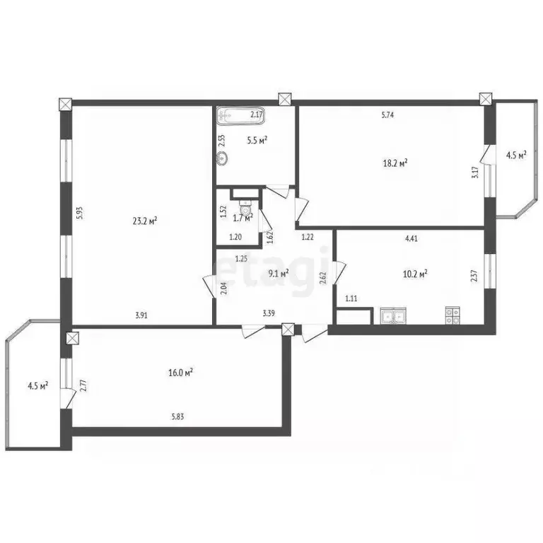 3-к кв. Ростовская область, Батайск ул. Комарова, 132а (83.9 м) - Фото 1