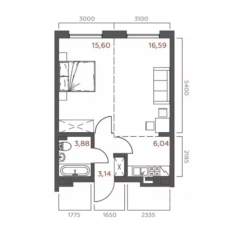 1-к кв. Иркутская область, Иркутск ул. 6-я Советская, 2 (45.25 м) - Фото 0
