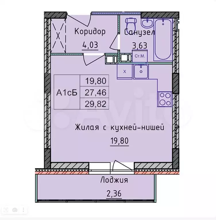 Квартира-студия, 29 м, 2/8 эт. - Фото 0