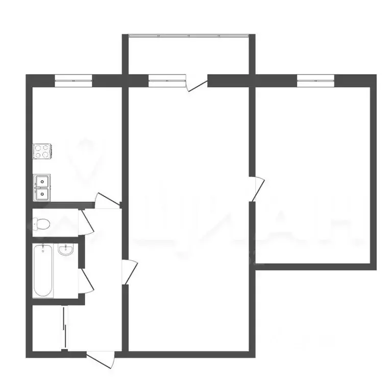 2-к кв. Омская область, Омск ул. Маяковского, 87А (42.6 м) - Фото 2