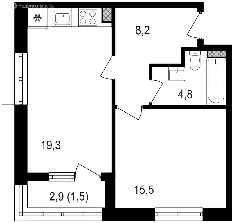 1-комнатная квартира: москва, михалковская улица, 48с7 (49.4 м) - Фото 0