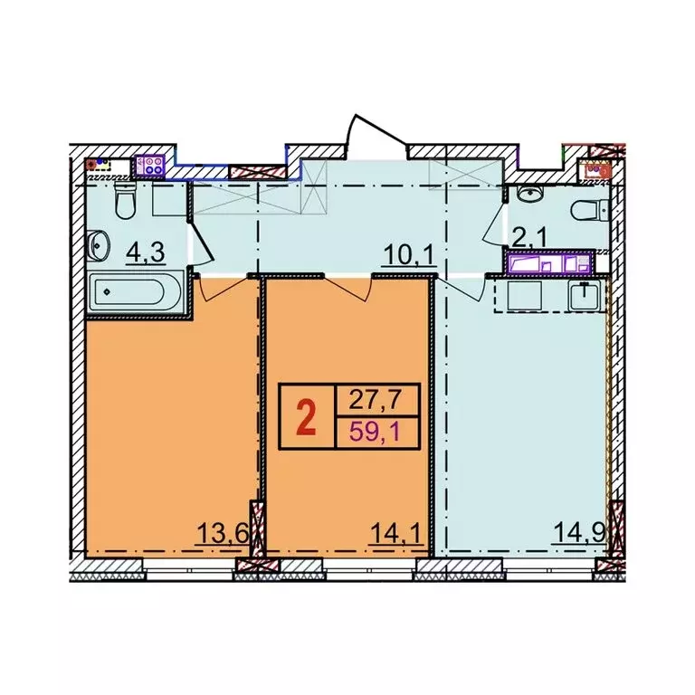 2-комнатная квартира: Нижний Новгород, Артельная улица, 15к3 (59.1 м) - Фото 1