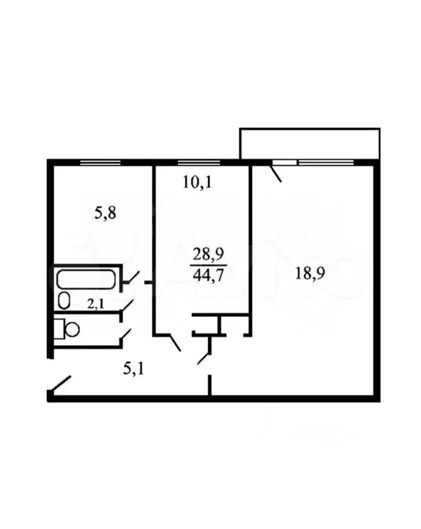 2-к. квартира, 44 м, 8/9 эт. - Фото 0