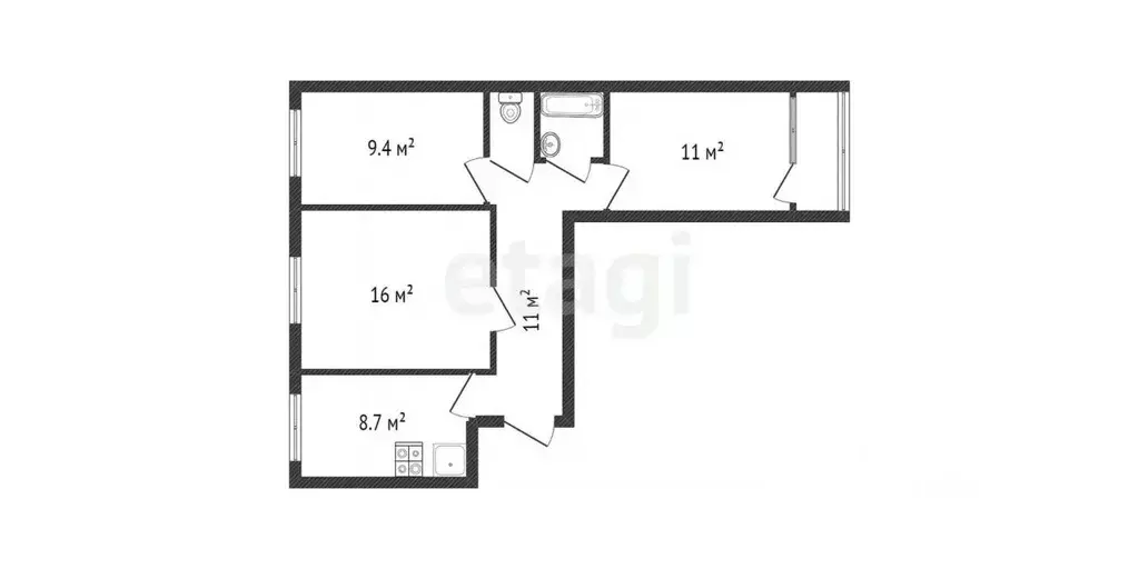 3-к кв. Калужская область, Обнинск просп. Маркса, 63 (59.9 м) - Фото 2