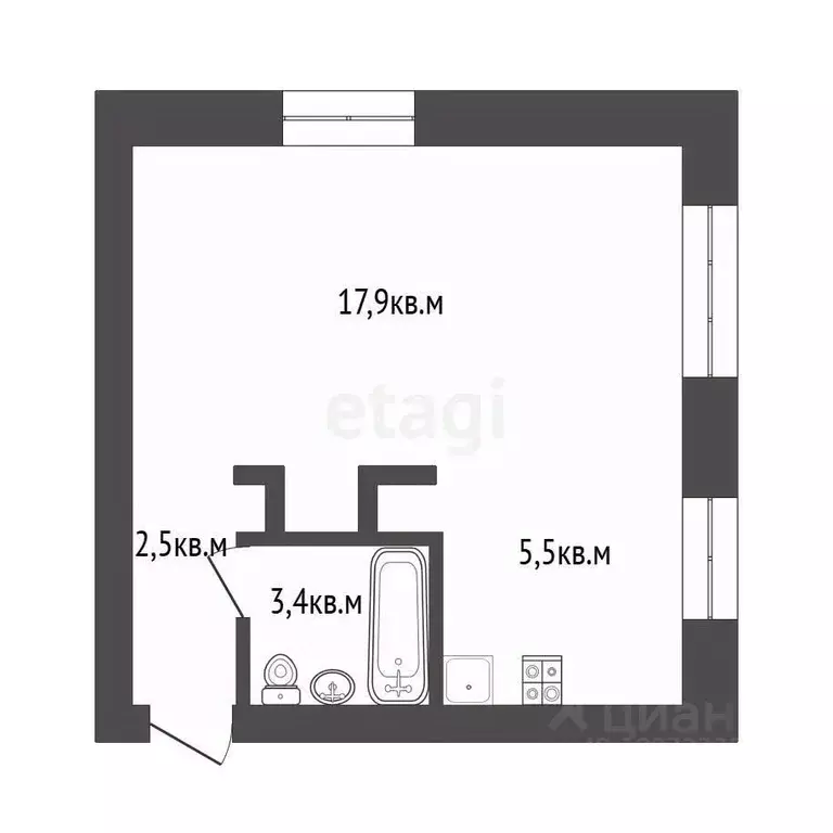 1-к кв. Башкортостан, Стерлитамак ул. Суворова, 16 (29.3 м) - Фото 2