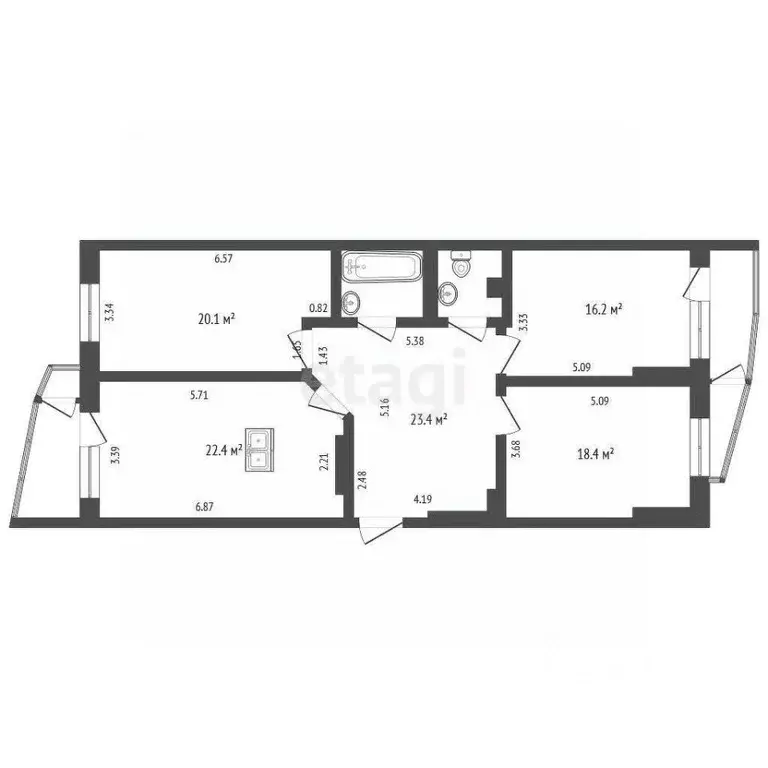 3-к кв. Ханты-Мансийский АО, Сургут Университетская ул., 11 (107.8 м) - Фото 0