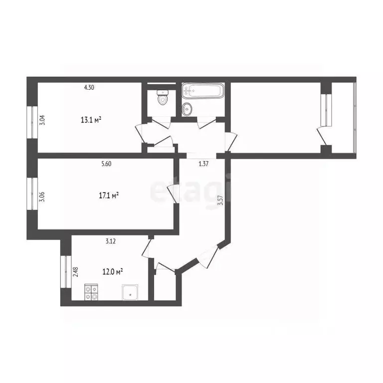 3-к кв. Тюменская область, Тюмень Камчатская ул., 2 (65.0 м) - Фото 1