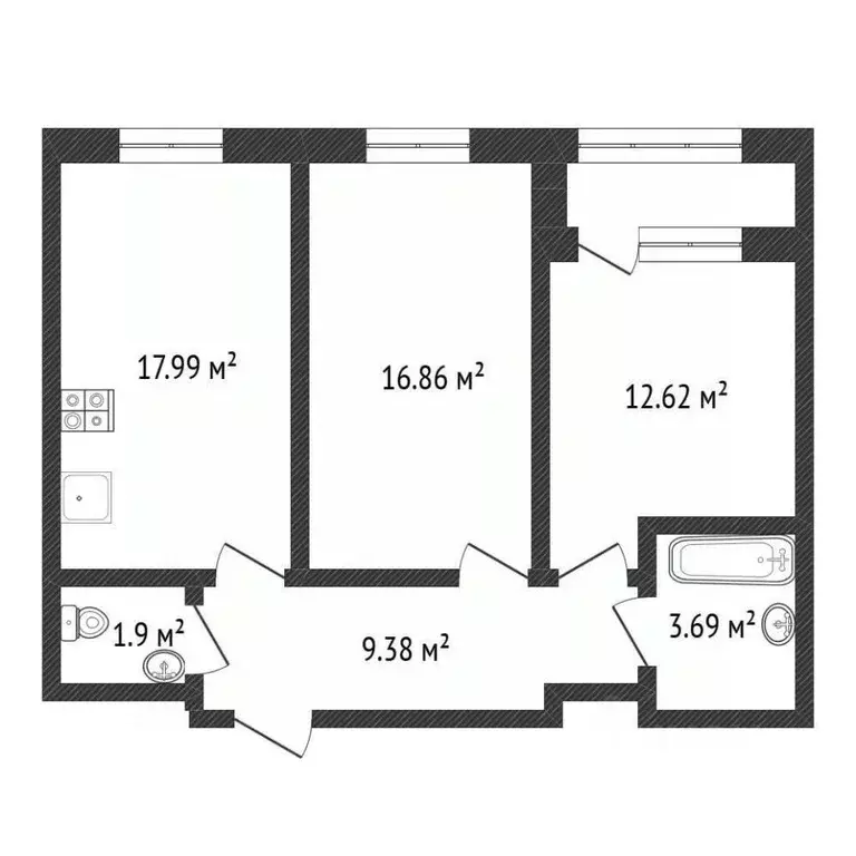 2-к кв. Нижегородская область, Нижний Новгород ул. 50-летия Победы, ... - Фото 2