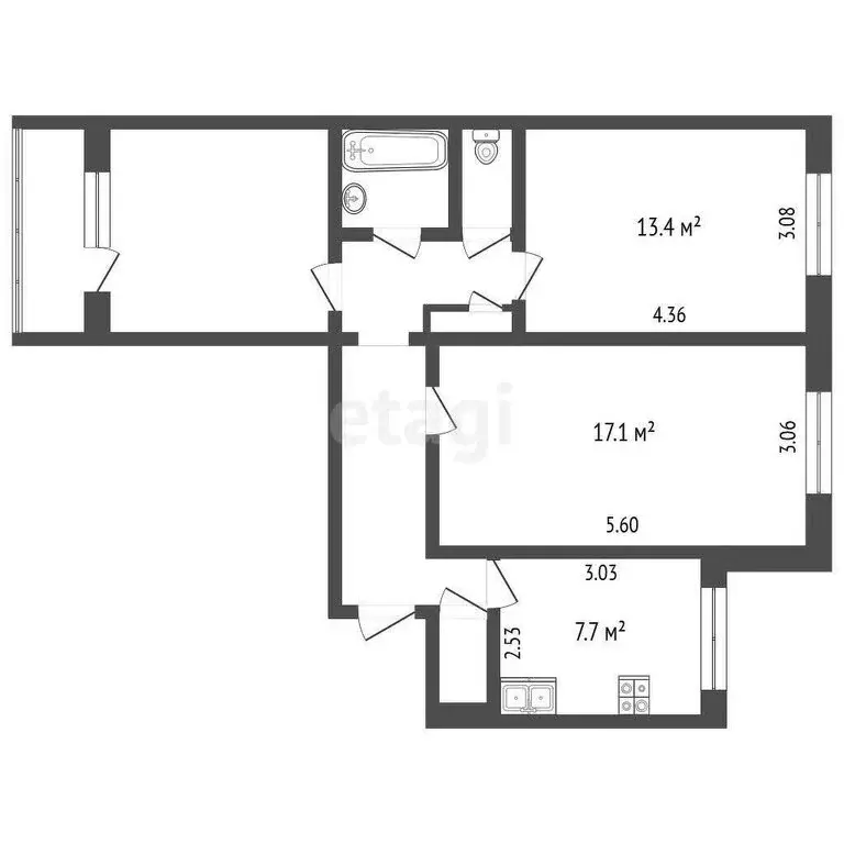 3-комнатная квартира: Тюмень, Солнечный проезд, 8 (66 м) - Фото 0
