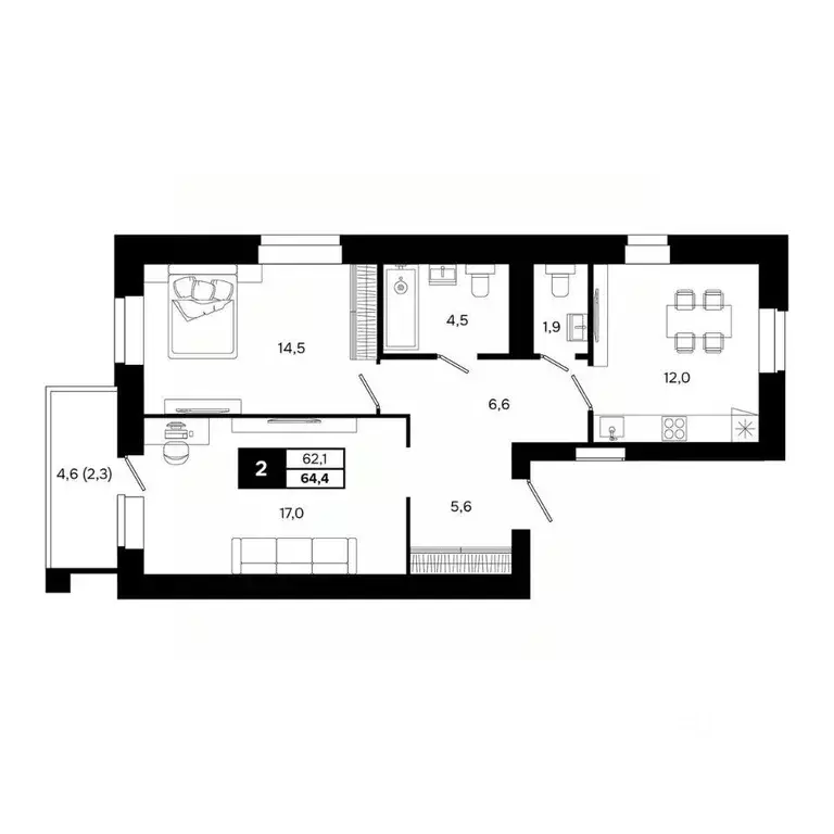 2-к кв. Новосибирская область, Кольцово рп ул. Благовещенская, 2 (64.4 ... - Фото 2