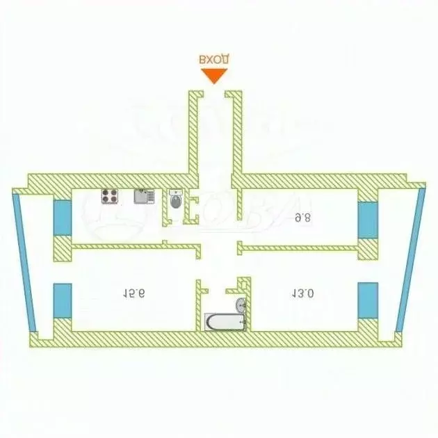 3-к кв. Тюменская область, Тюмень ул. Республики, 92 (66.0 м) - Фото 2