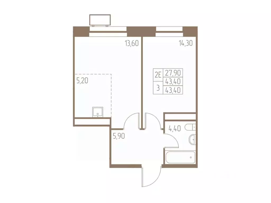2-к кв. Московская область, Пушкино Фабрикант жилой комплекс, 1 (43.4 ... - Фото 1
