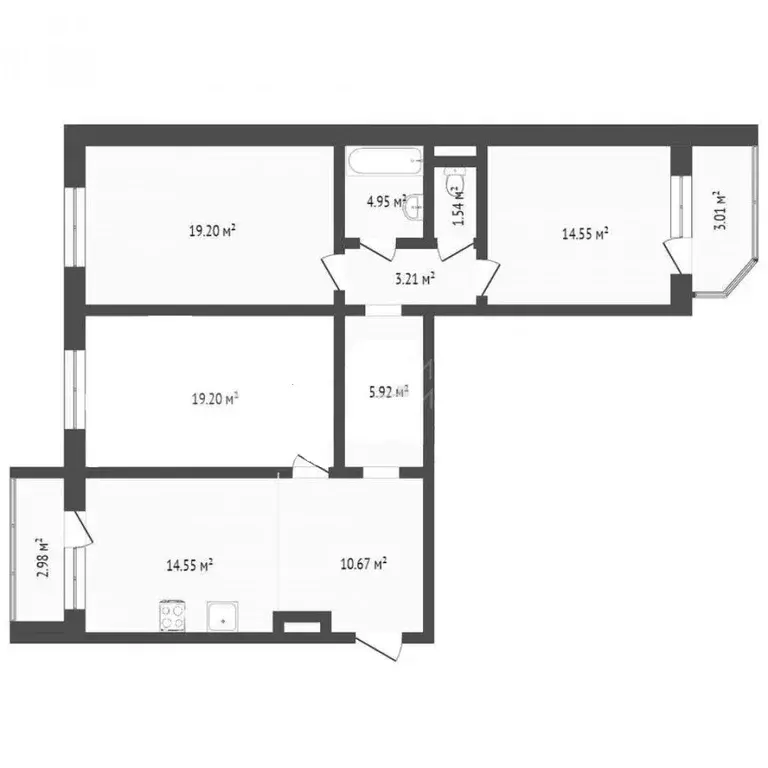 3-к кв. Тюменская область, Тюмень ул. Александра Митинского, 7 (92.3 ... - Фото 1