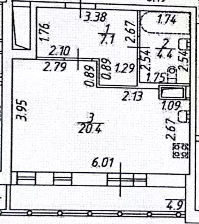 Студия Санкт-Петербург ул. Парфеновская, 9к2 (31.0 м) - Фото 2