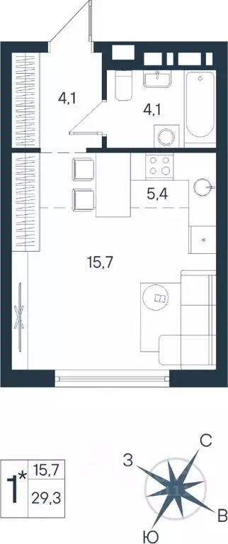 Студия Пермский край, Пермь ул. Космонавта Беляева, 17 (29.3 м) - Фото 0