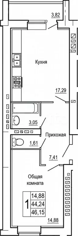 2-к. квартира, 47,8 м, 4/9 эт. - Фото 1