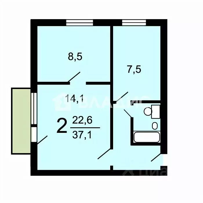 2-к кв. Москва Коптевский бул., 11 (36.7 м) - Фото 1