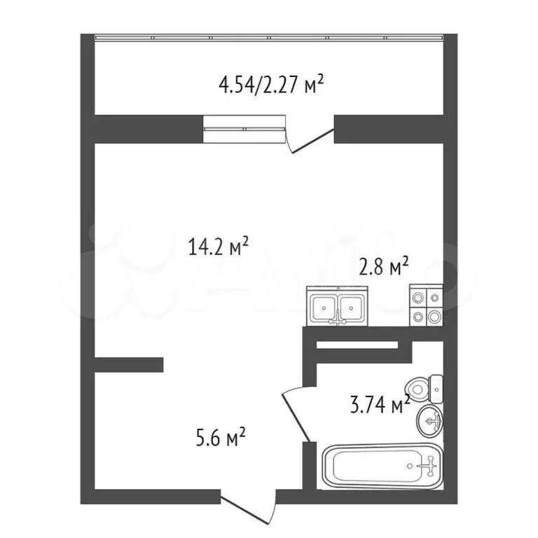 квартира-студия, 26,9 м, 13/15 эт. - Фото 0