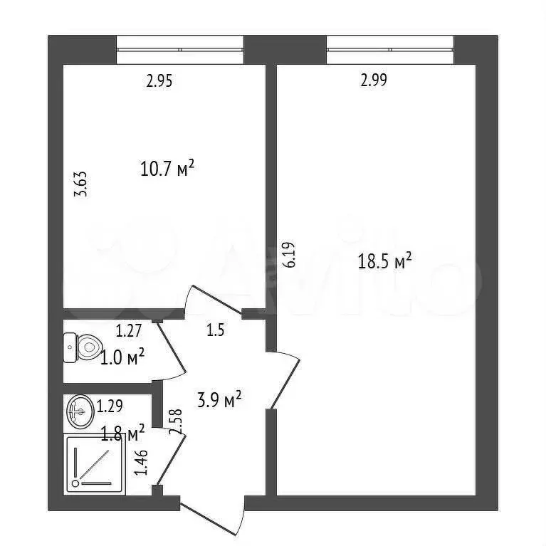 1-к. квартира, 35,9 м, 4/5 эт. - Фото 0