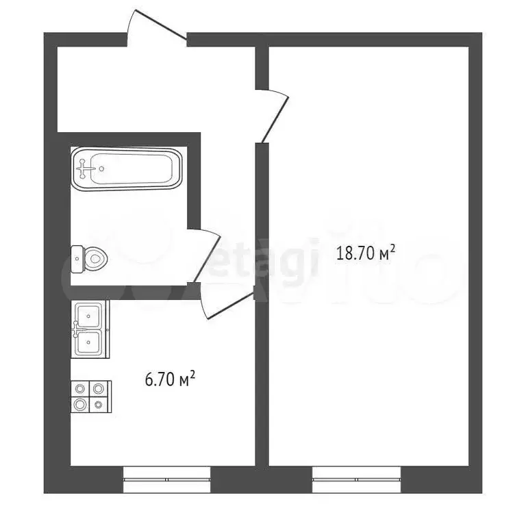 1-к. квартира, 32,4 м, 8/9 эт. - Фото 0