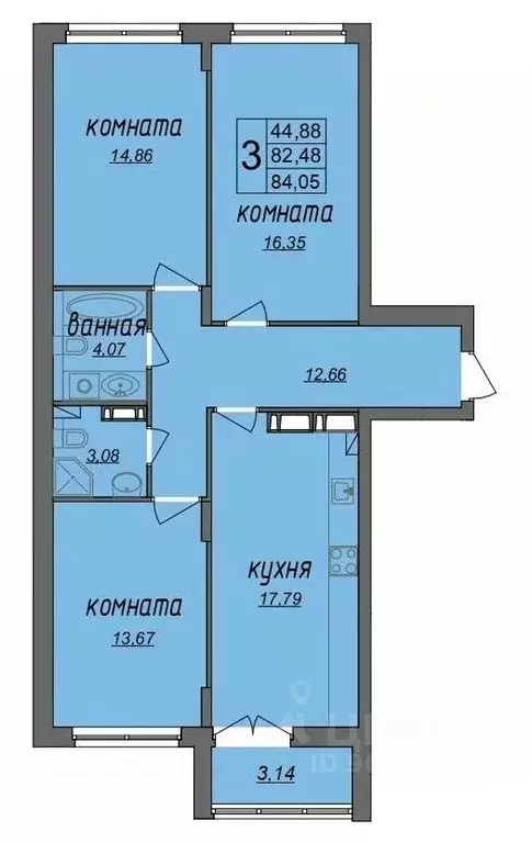 3-к кв. Владимирская область, Муром Колхозная ул., 24 (84.05 м) - Фото 0