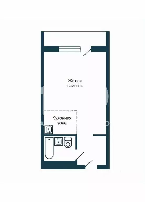 Студия Новосибирская область, Новосибирск ул. Фадеева, 66 (22.0 м) - Фото 2