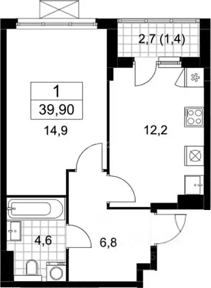 1-к кв. Москва Сосенское поселение, просп. Куприна, 7к2 (39.9 м) - Фото 2