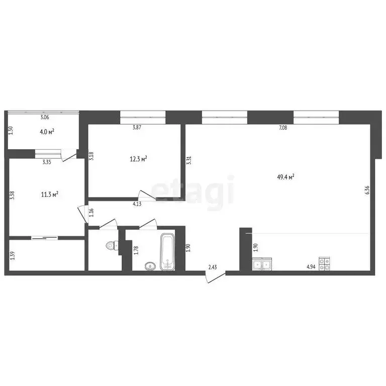 3-комнатная квартира: Тюмень, улица Газовиков, 79 (88.4 м) - Фото 1