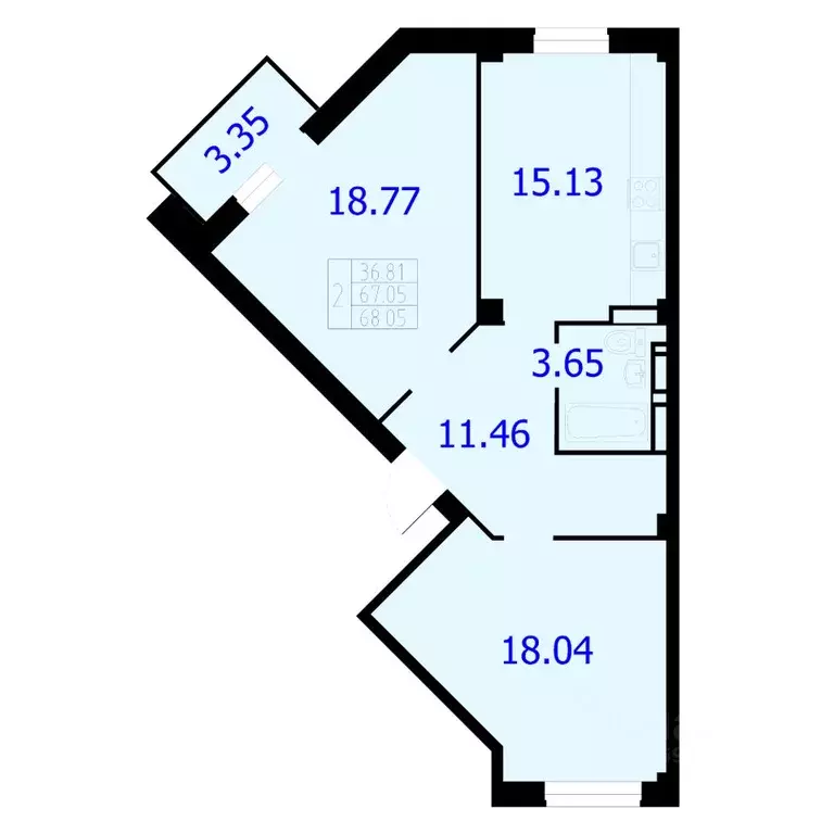 2-к кв. Красноярский край, Красноярск Северное ш., 50А (68.05 м) - Фото 0