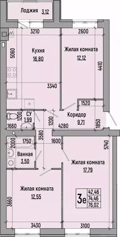 3-к кв. Волгоградская область, Волгоград Долина-2 жилрайон,  (76.02 м) - Фото 0