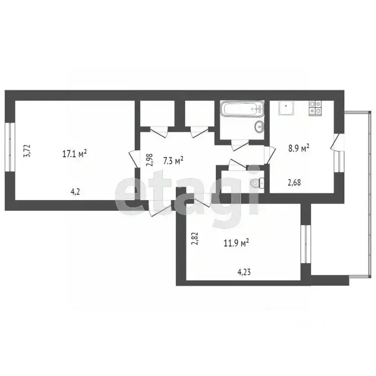 2-к кв. Крым, Симферополь ул. Поповкина (55.0 м) - Фото 1