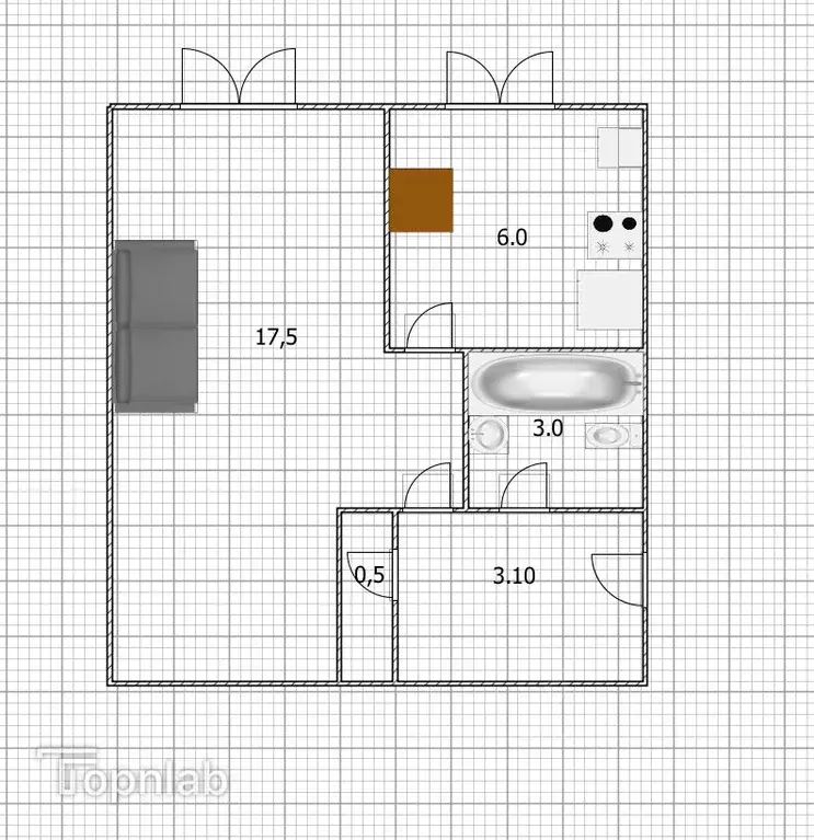 1-к кв. Башкортостан, Уфа ул. Блюхера, 21 (30.0 м) - Фото 2
