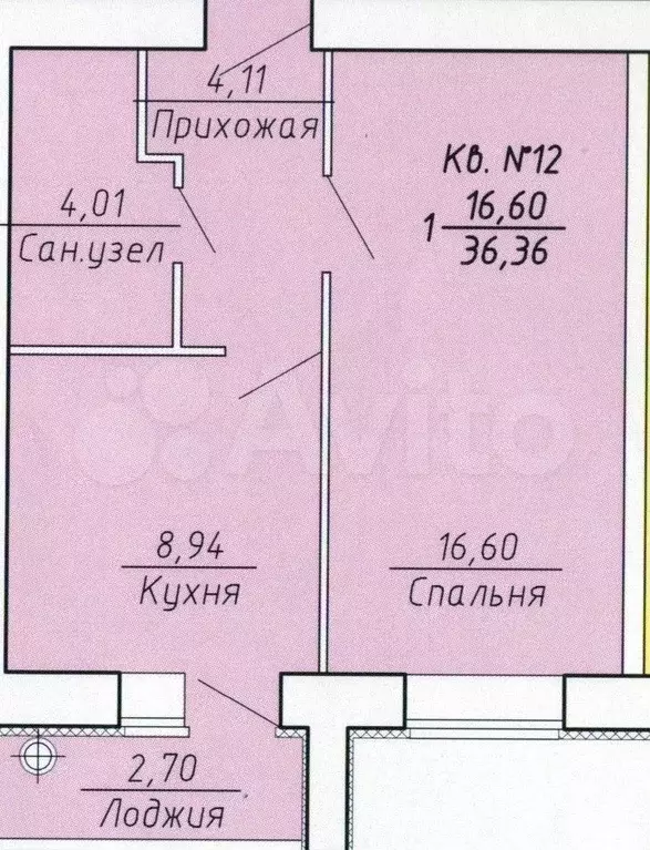 1-к. квартира, 36,4 м, 6/10 эт. - Фото 0