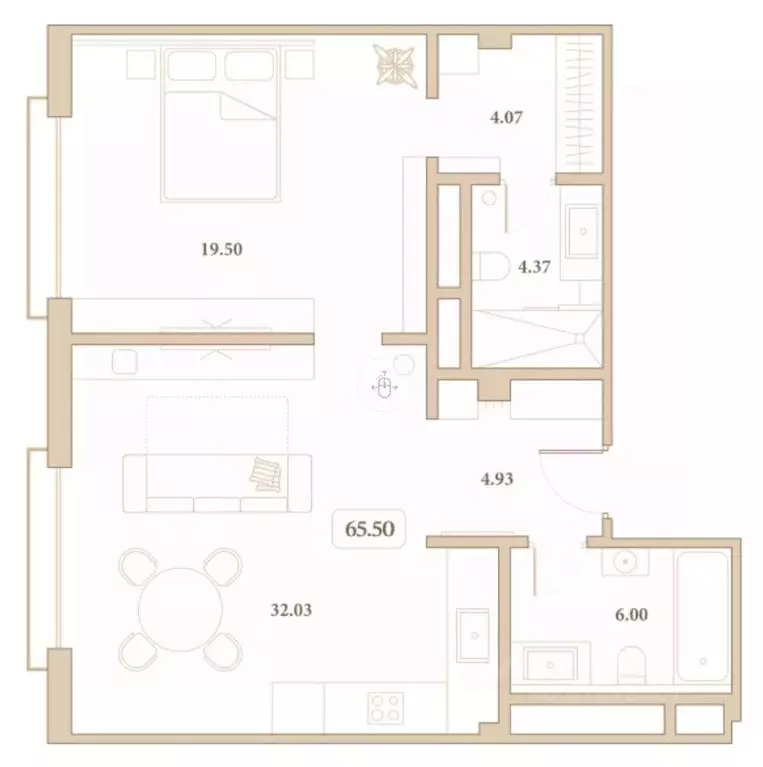 2-к кв. Краснодарский край, Анапа ул. Толстого, 26 (65.5 м) - Фото 2
