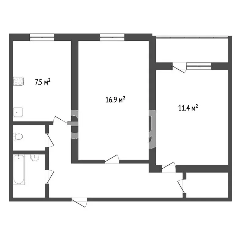 2-комнатная квартира: Тобольск, 8-й микрорайон, 44 (50.2 м) - Фото 1